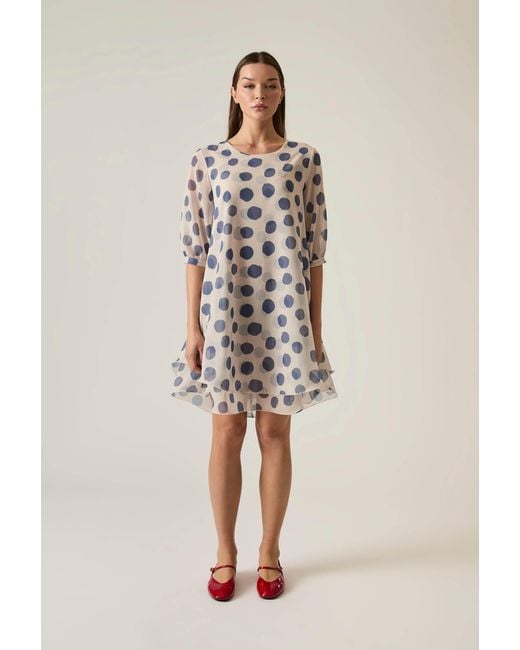 James Lakeland White Neutrals -Cream Polka Dot Dress