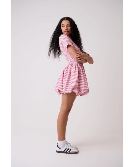 Amy Lynn Pink Eleanor Pure Cotton Stripe Mini Puffball Dress