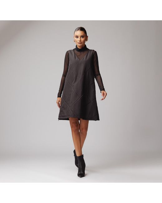 concept A trois Black Quilted Dress With Two Side Zippers