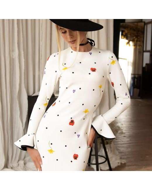 RainSisters White Floral Long Sleeve Maxi Dress