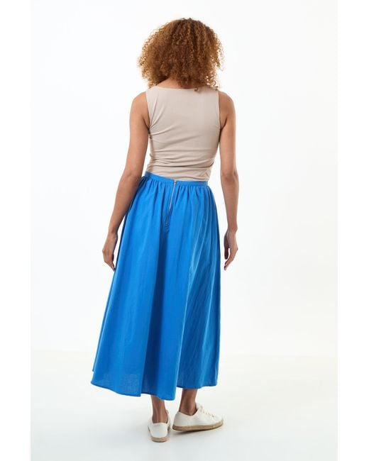 Louche Blue Zoeline Recycled Cotton Midaxi Skirt