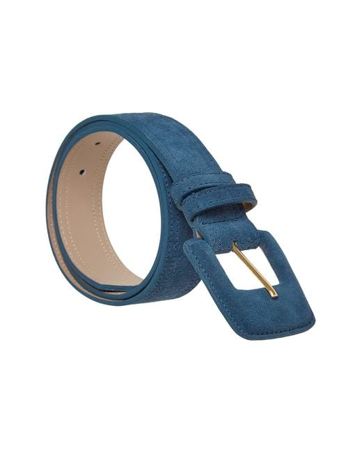 BeltBe Blue Suede Rectangle Buckle Belt