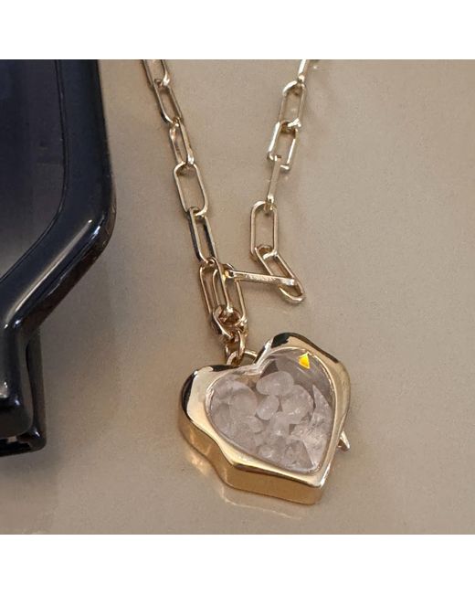 My Little Nature Metallic Plated Necklace With Rose Quartz Crystals