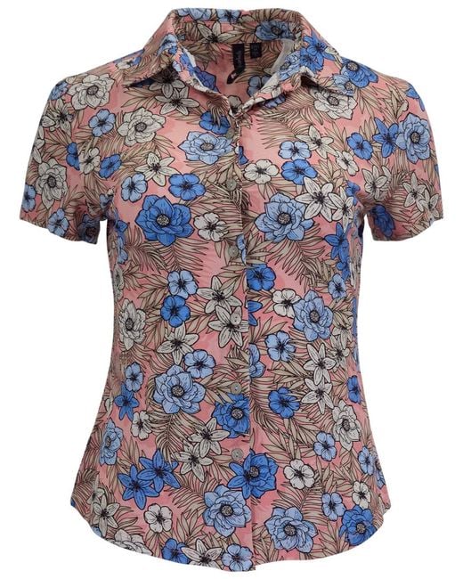 Lords of Harlech Blue Shelley Tropical Mix Coral Printed Shirt