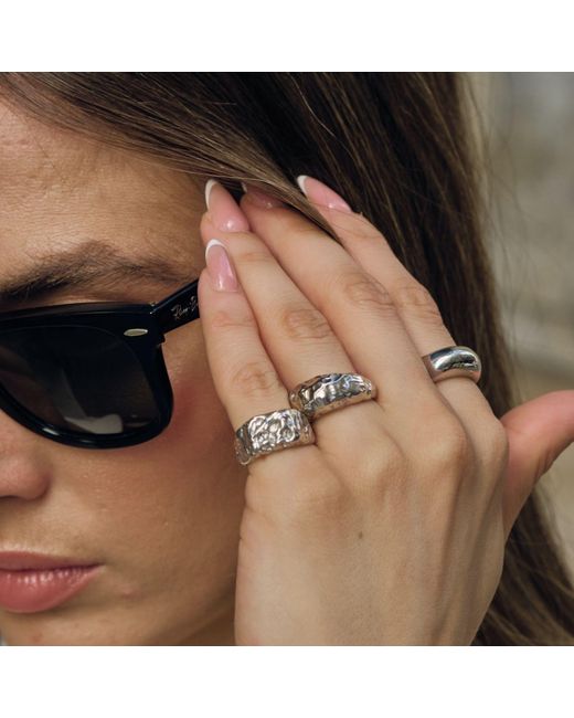 LINYA JEWELLERY Metallic Deka Amorphous Rectangular Shiny Ring