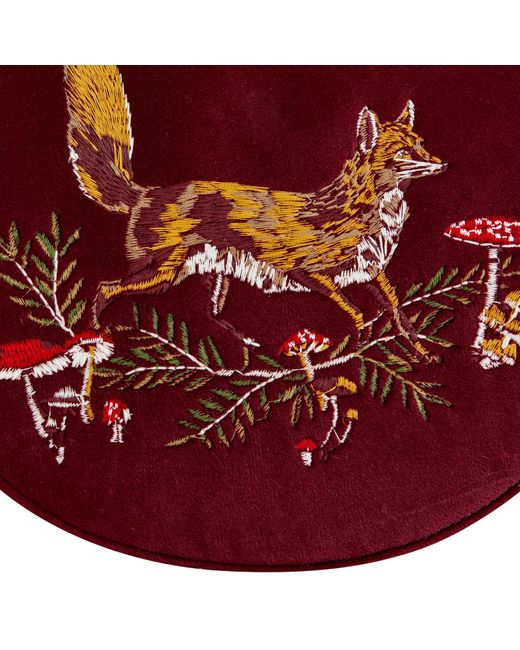 Fable England Red Fable Fox & Mushroom Embroide Saddle Bag