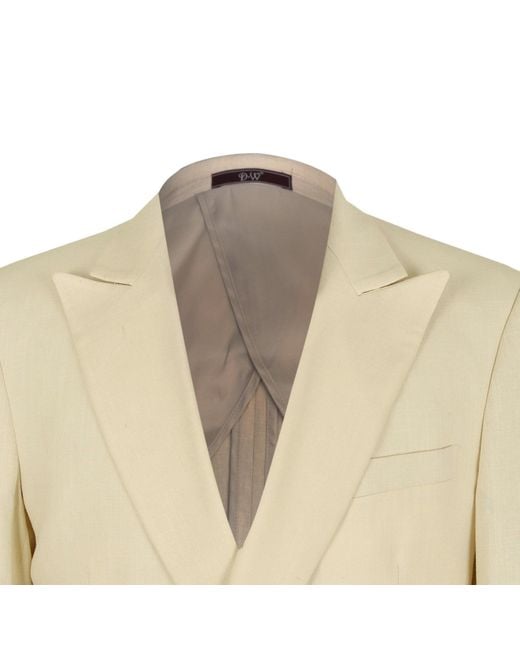 DAVID WEJ Natural Hugo Linen Double Breasted Suit for men