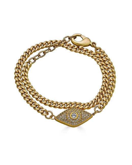 Loni Paul Jewelry Metallic Matte Double Wrap Pave Eye Bracelet
