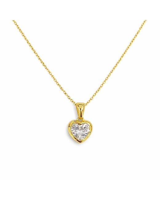Pearl Code Metallic Sophie Heart Pendant Necklace With Cubic Zirconia, -Plated