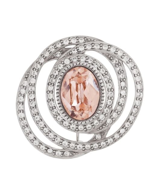 Grosse Metallic Vintage Rose & Clear Crystal Statement Brooch, Series Trésor