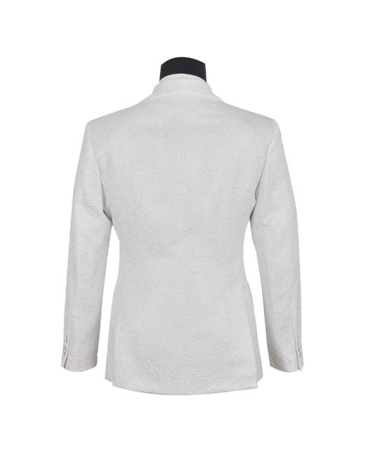 DAVID WEJ Blue Kensington Double Breasted Shawl Lapel Jacquard Blazer for men