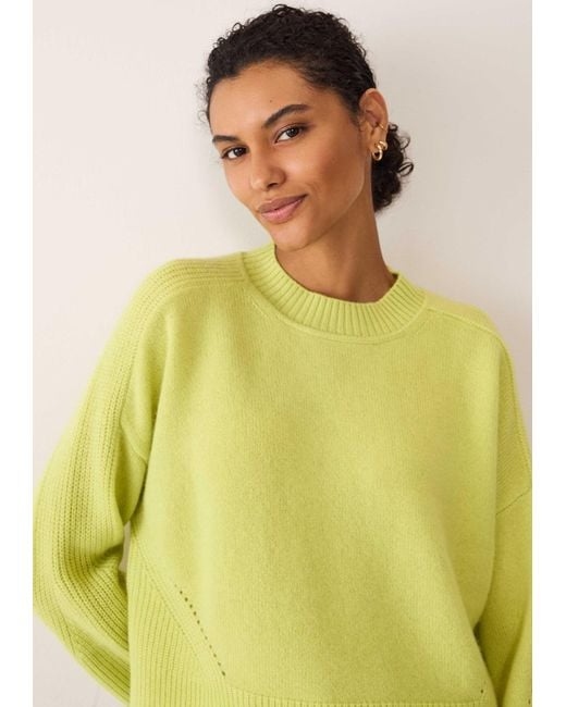 Loop Cashmere Yellow Ribbed Detail Lofty Crew Sweatshirt