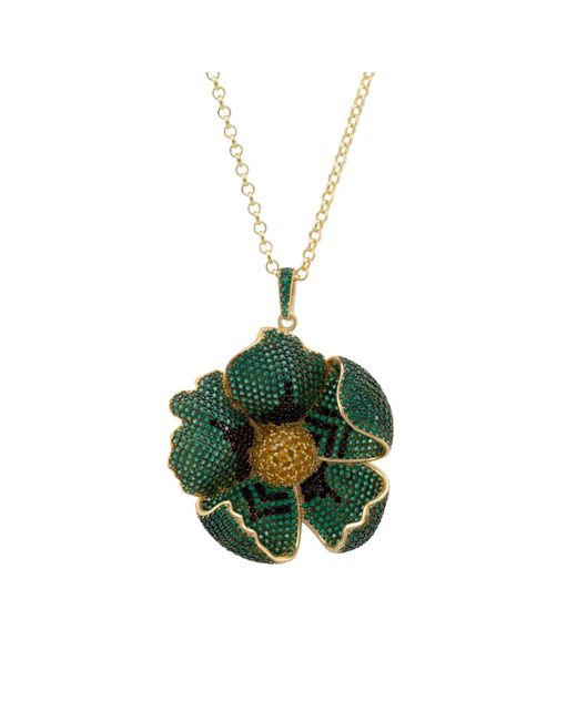 Latelita London Poppy Pendant Necklace Gold Emerald Green Cz