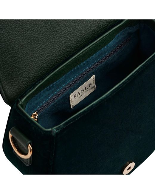 Fable England Black Badger Embroidered Top Handle Saddle Bag