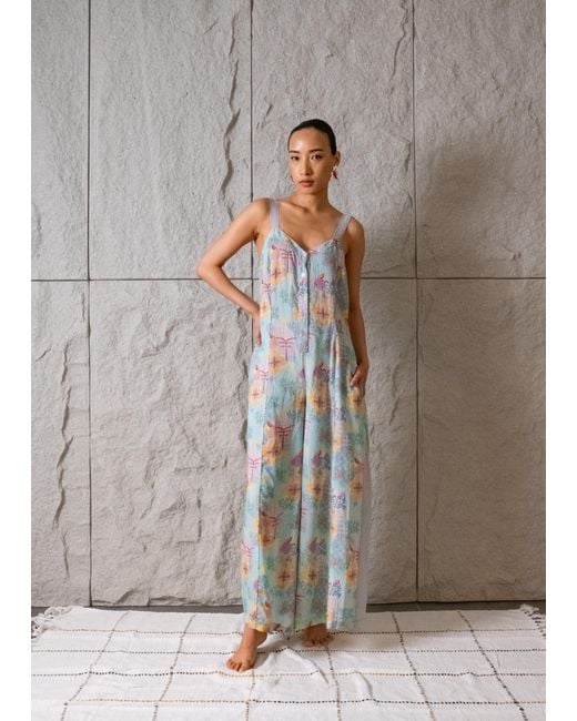 Maison Qala Blue Amara Wide Leg Jumpsuit
