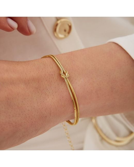 Spero London Metallic Snake Chain Knot Bracelet & Choker Set