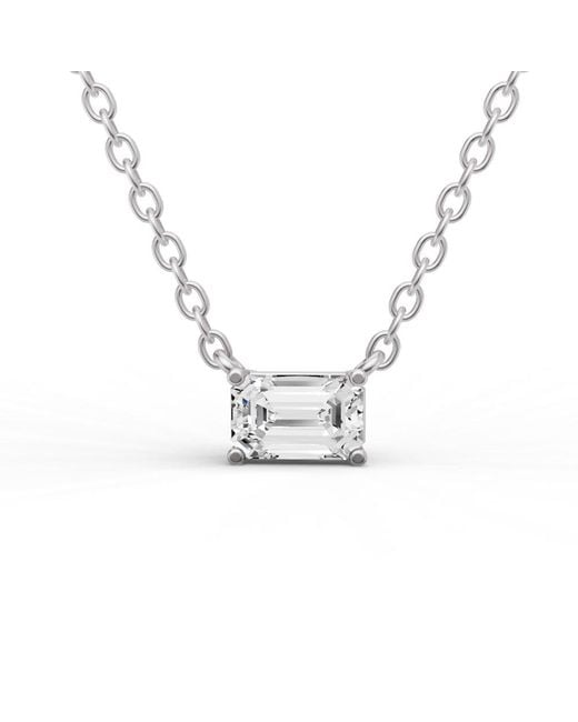 SEREIA OFFICIAL Metallic 14K 0.25 Ct Lab Grown Emerald Shape Diamond Pendant