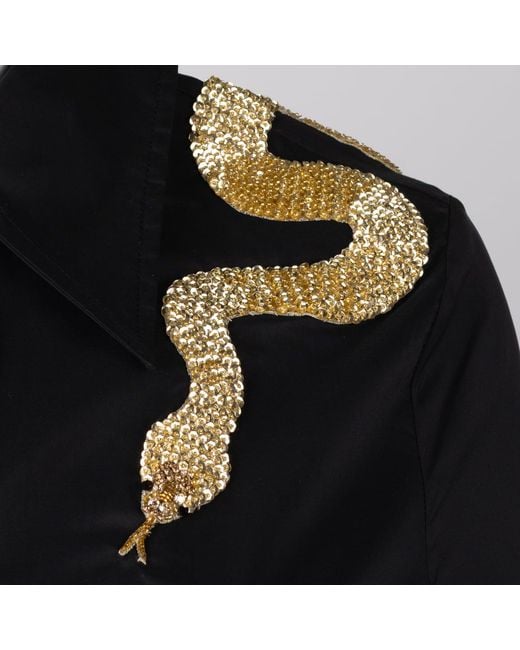 Laines London Black Laines Couture Tie Shirt With Embellished Shoulder Snake