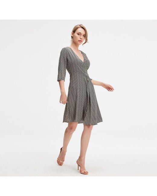 Smart and Joy Gray Crossed Draped On Side Skater Dress