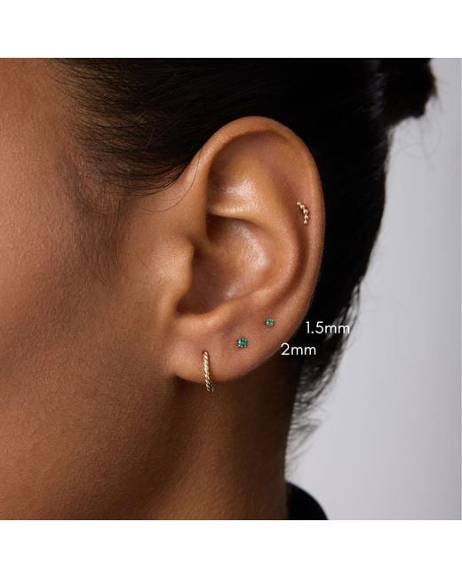 Vanhi Metallic 14K Solid Emerald Flat Back Stud