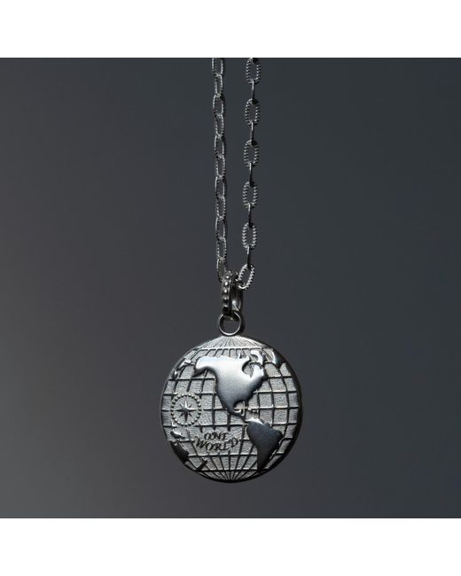 Dower & Hall Metallic One World Talisman Necklace In Sterling for men