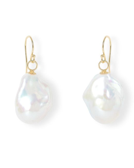 Pearls of the Orient Online White Decus Large Baroque Cultured Freshwater Pearl Drop Earrings On Plated