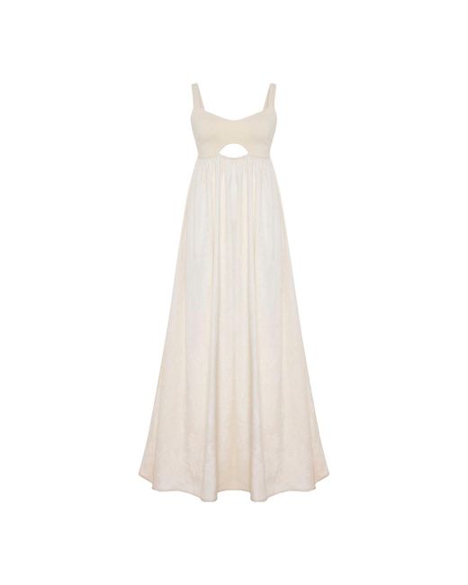 Pcfg White Neutrals Daydreamers Strappy Maxi Dress With Knit Top