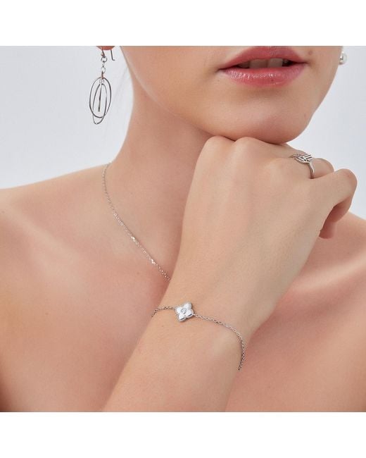 Spero London Metallic Enamel Clover Bracelet Sterling