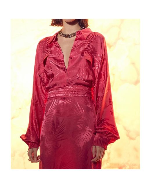NAZLI CEREN Pink Cassin Jacquard Shirt Dress