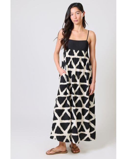 Traffic People Black Broken Promises And Geometric Print Maxi Dress