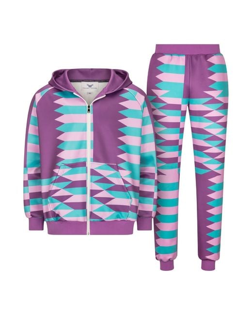 Ohema Ohene Blue Co-Ord Kente Print Hooded Tracksuit
