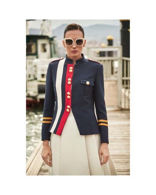 The Extreme Collection Blue Military Jacket With Epaulets And Buttons