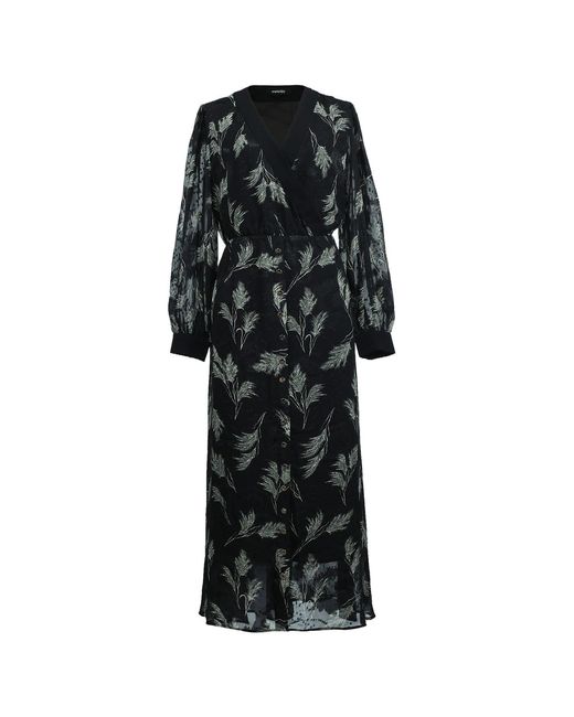 Smart and Joy Black Fit And Flare Muslin Printed Dress