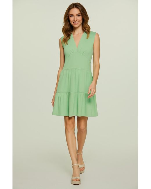 Conquista Green Light Sleeveless V-Neck Jersey Dress – Loose Fit, Knee-Length