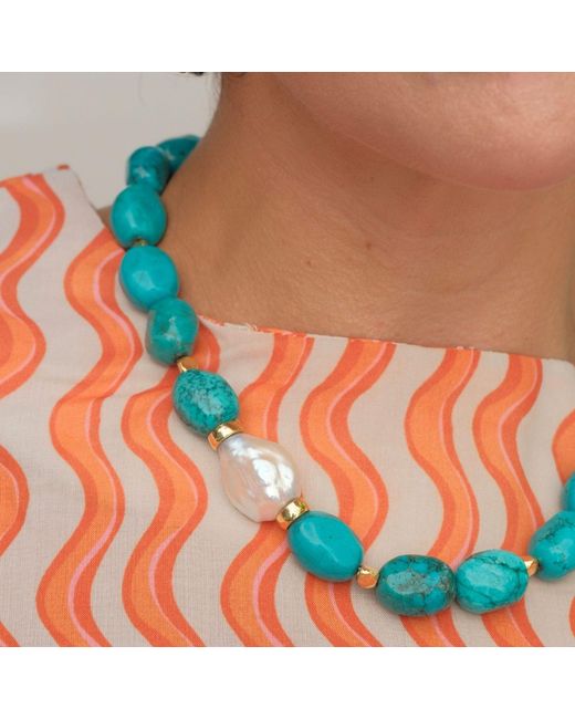 LINYA JEWELLERY Blue Kallisti Baroque Pearl Necklace