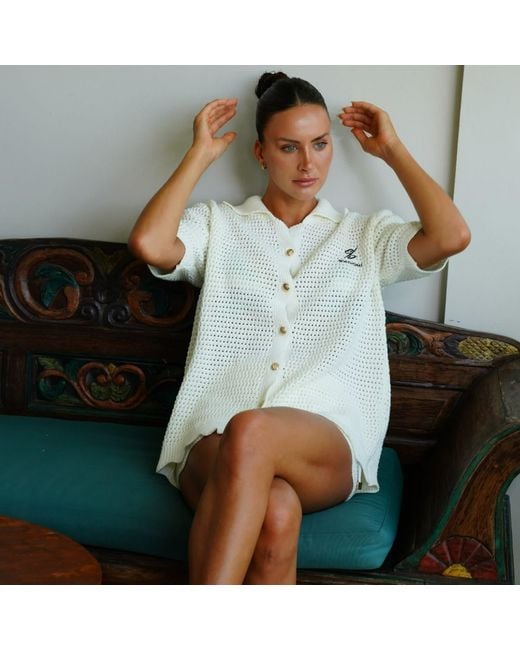 Shooni White Crochet Oversized Shirt
