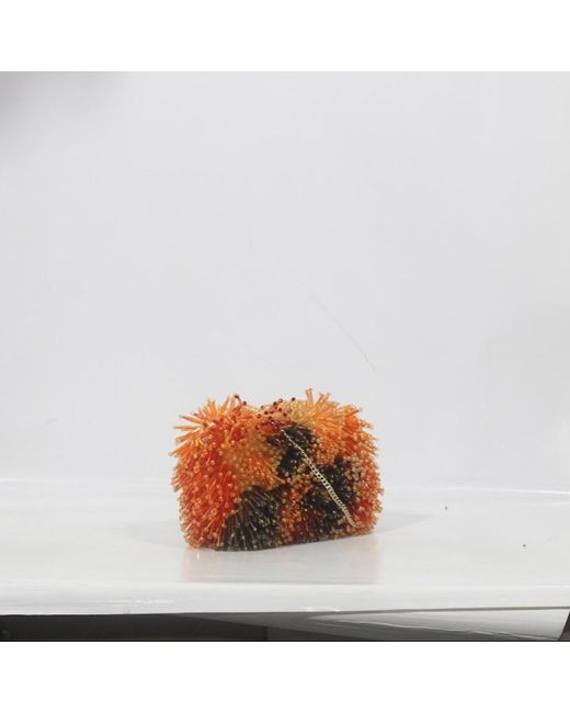 Sibylla Delphica Orange Glass Beads Embellished Clutch Bag