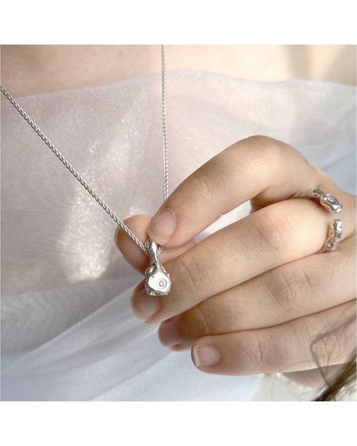 Bio-Trimmings Metallic Onnes Cubic Zirconia Necklace & Ring Set