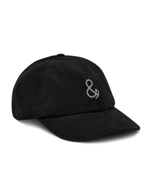 Anchor and Crew Black Ampersand Signature Embroidered Corduroy Cap for men