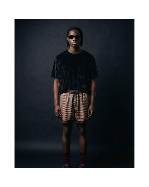 Monzlapur New York Brown Embossed Botanic Crepe Shorts