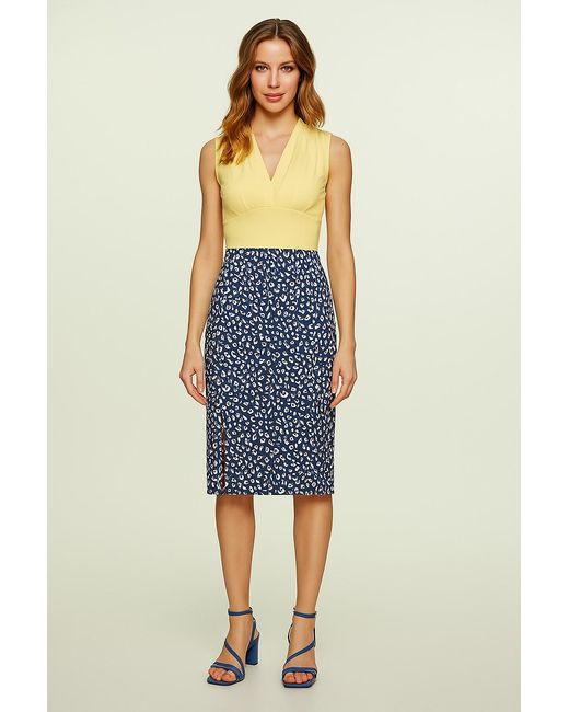 Conquista Yellow Neutrals Cream Sleeveless V-Neck Jersey Top – Stretch Cotton-Blend Fabric