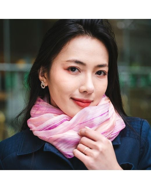 Silk and Bears Purple Rose Orchid Brushstroke Habotai Silk Scarf – Hand-Dyed Mulberry Silk