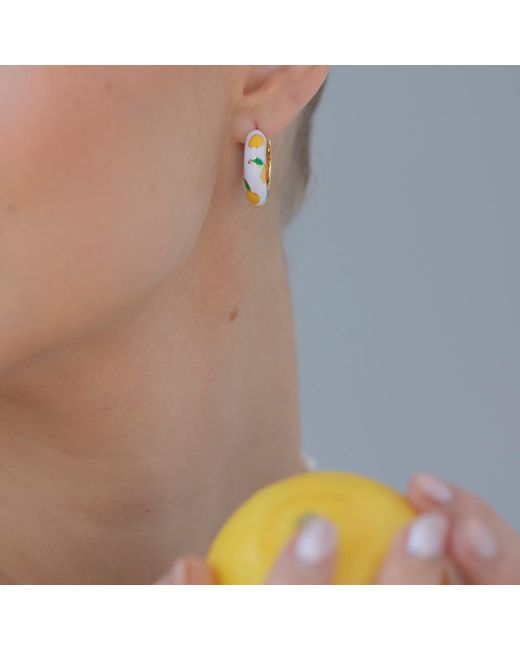 Arctic Fox & Co. Metallic Lemon Ceramic Hoop Earring