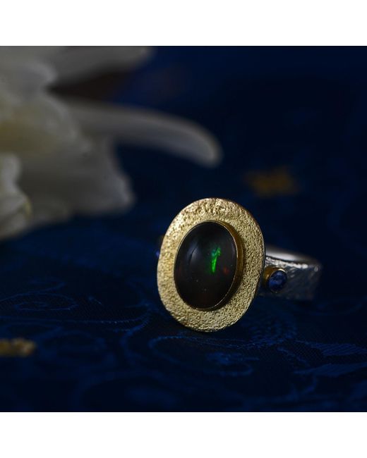 Emma Chapman Jewels Green Beau Opal Sapphire Cabochon Ring