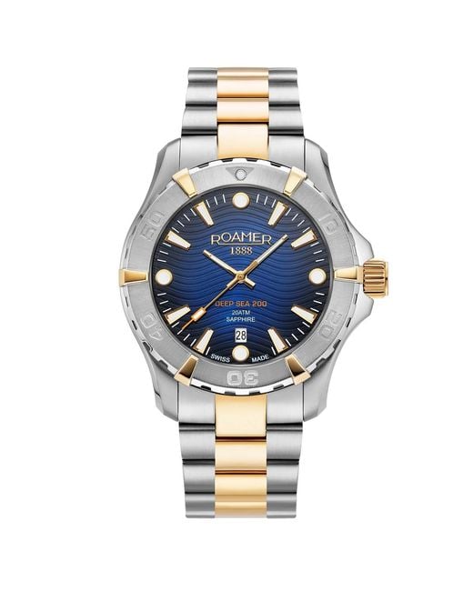 ROAMER OF SWITZERLAND Metallic Deep Sea Dial Two Tone Stainless Steel Divers Sports Watch for men