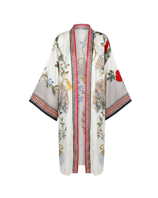 LOVEIST STORE Red Assorti Japanese Patterned Style Silky Satin Kimono