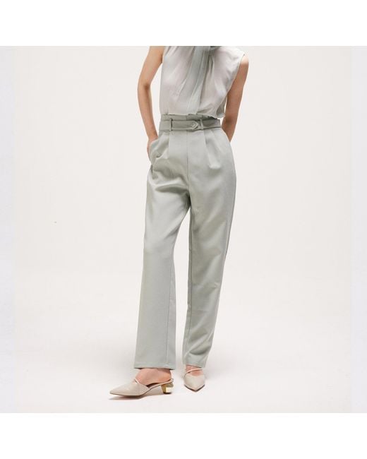 Smart and Joy Green Belted Carrot Pants