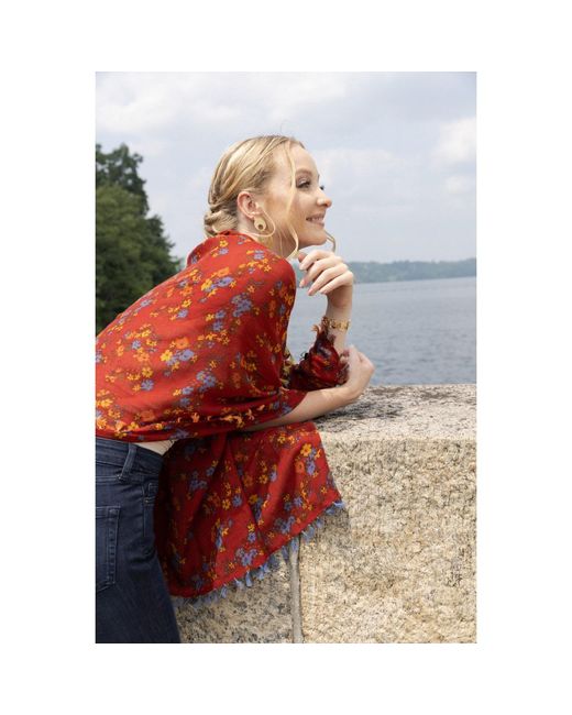 Saachi Red Atalia Multi Floral Scarf