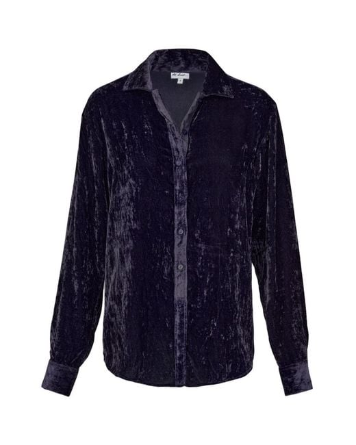 At Last Blue Silk Velvet Karen Shirt