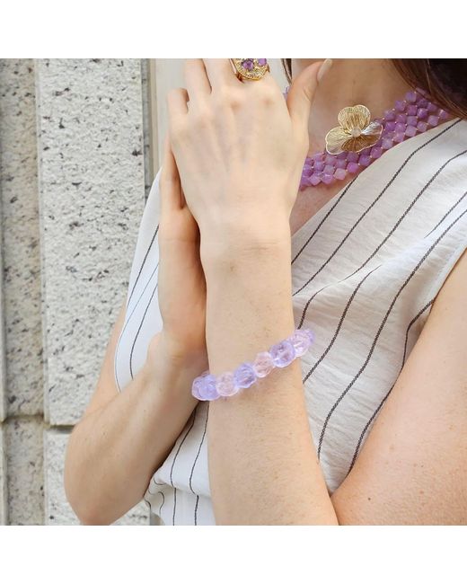 Farra Purple Nugget Amethyst And Rose Quartz Stretchy Bracelet